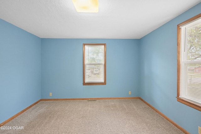 carpeted spare room featuring plenty of natural light