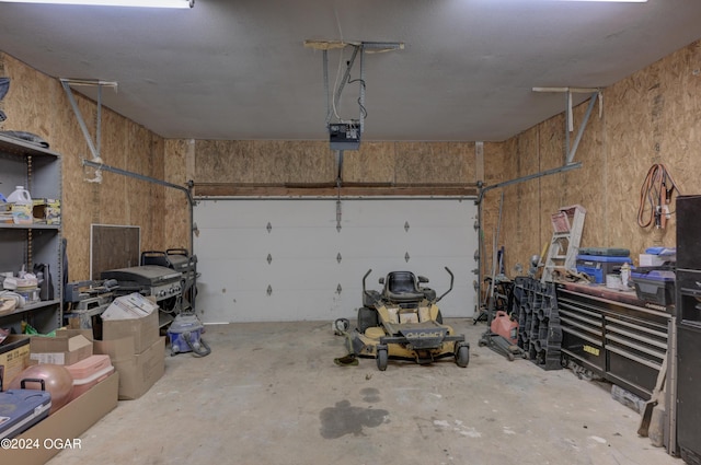 garage with a garage door opener