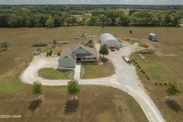 aerial view featuring a rural view