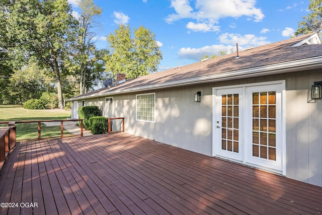 wooden terrace with french doors