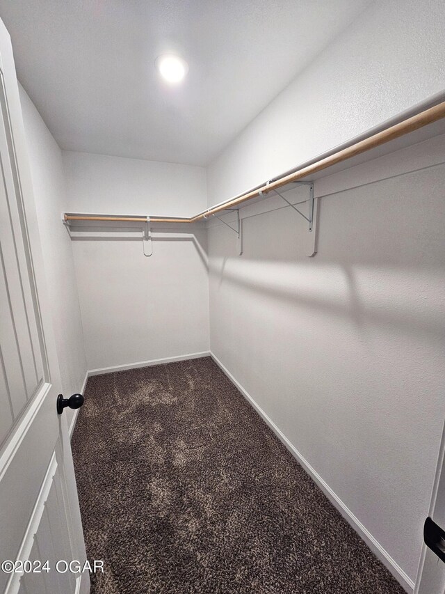 spacious closet with dark carpet