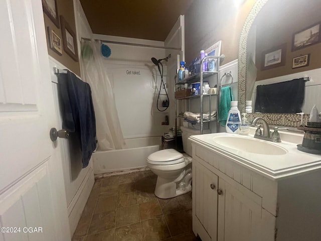 full bathroom featuring vanity, toilet, and shower / bath combo with shower curtain