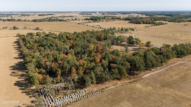 birds eye view of property featuring a rural view