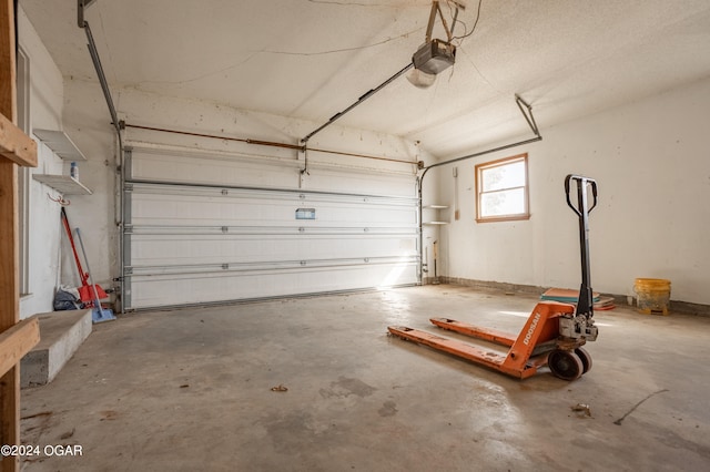 garage with a garage door opener