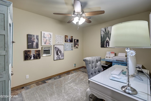 home office with ceiling fan