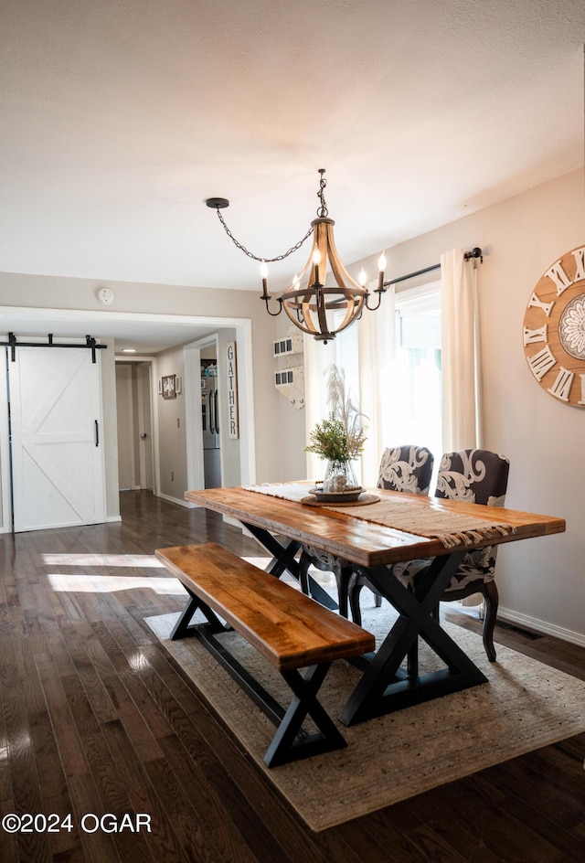 2652 S Farm Rd 51, Republic, MO 65738 - dining area with a chandelier, wood finished floors, and a barn door