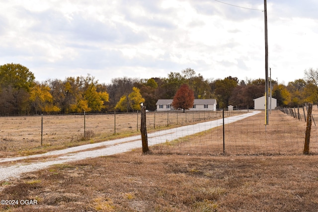 view of street with a rural view