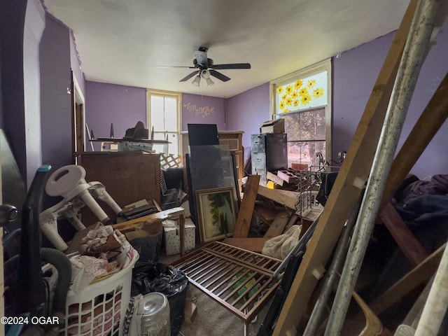 miscellaneous room featuring ceiling fan