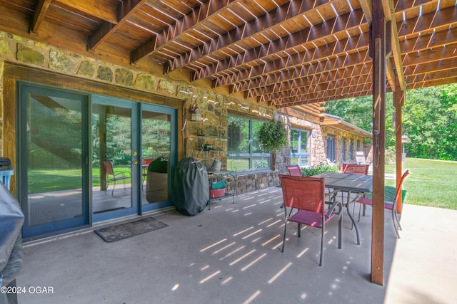 view of patio with area for grilling