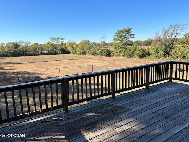 deck featuring a rural view