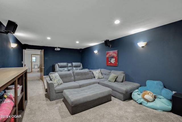 view of carpeted cinema room