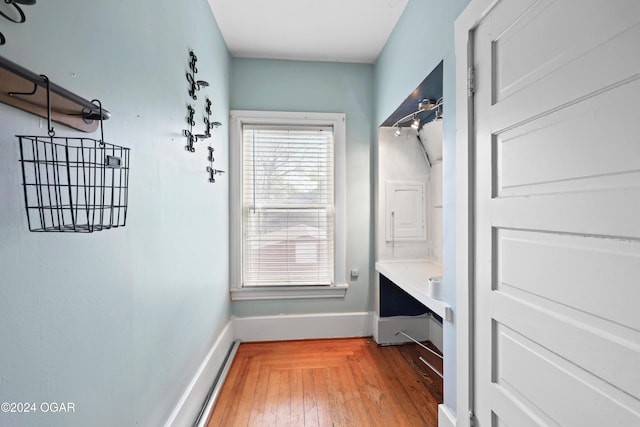 mudroom featuring hardwood / wood-style floors