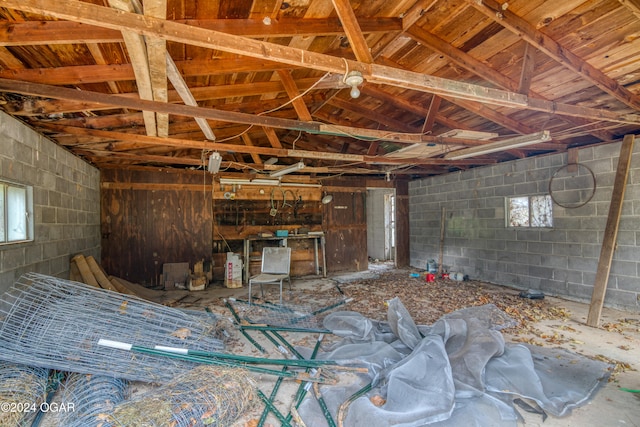 misc room featuring vaulted ceiling