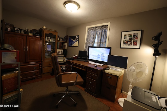 office area with dark hardwood / wood-style flooring