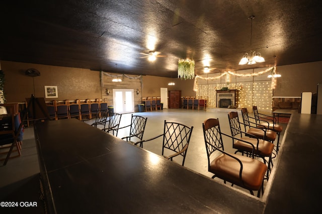 dining area featuring ceiling fan