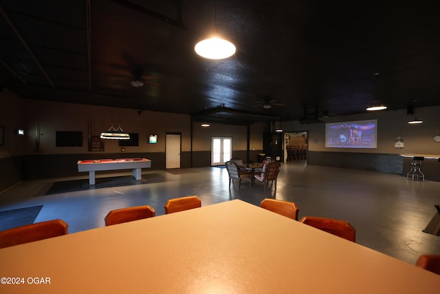 game room featuring ceiling fan