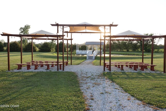 view of community with a gazebo and a yard