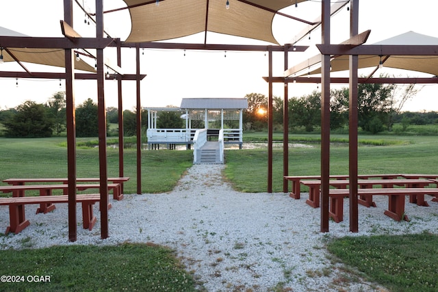 view of jungle gym with a gazebo and a yard