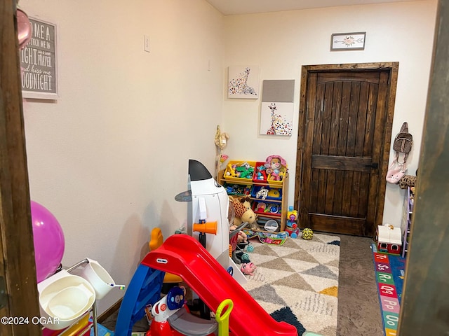 playroom featuring carpet flooring