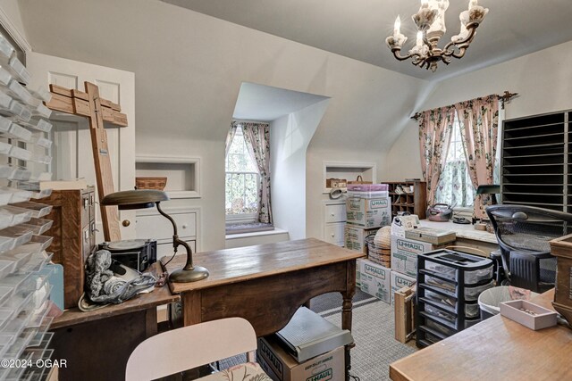 114 W F St, Joplin, MO 64801 - office featuring a chandelier and vaulted ceiling