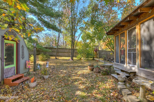 view of yard featuring a fenced backyard