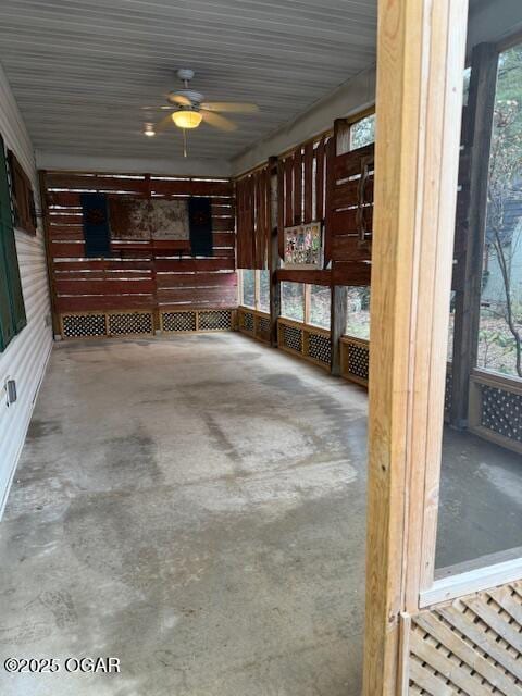 view of patio / terrace with a ceiling fan and a porch