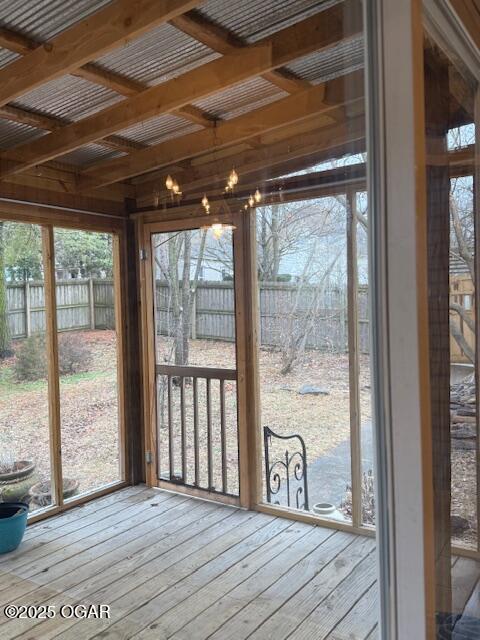 view of unfurnished sunroom