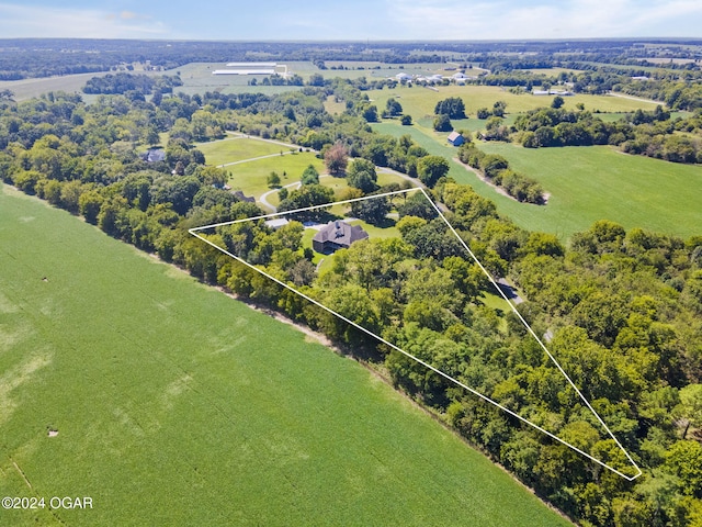 drone / aerial view with a rural view