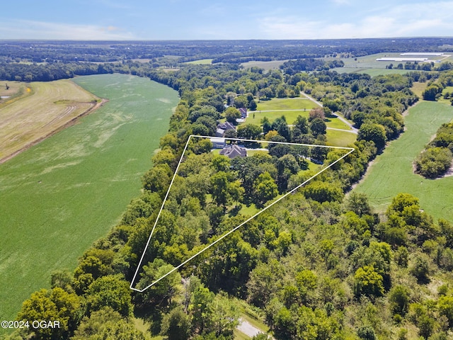 drone / aerial view with a rural view