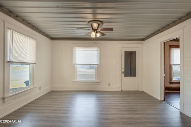 319-323 N Harlem Ave, Joplin, MO 64801 - unfurnished room with wood finished floors, ceiling fan, baseboards, and wood ceiling