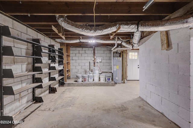 basement with electric water heater