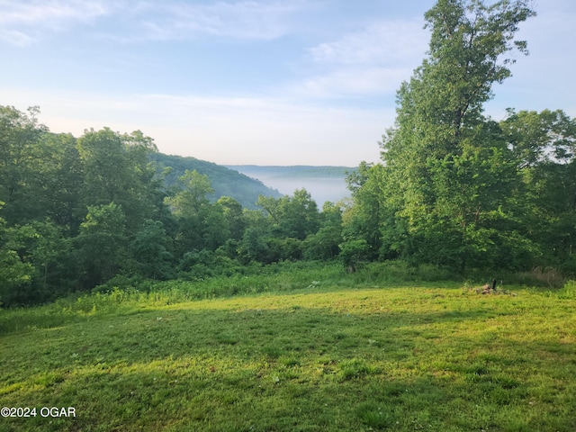 view of mountain feature with a water view