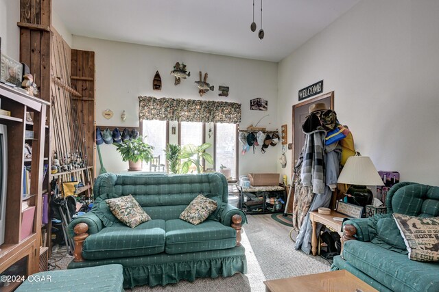 living room with carpet flooring