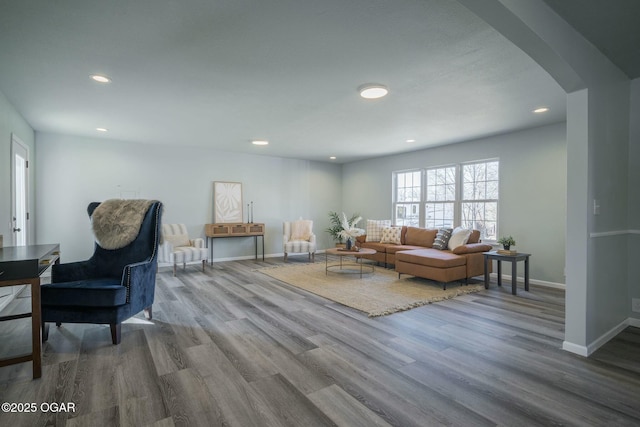 living room featuring wood-type flooring