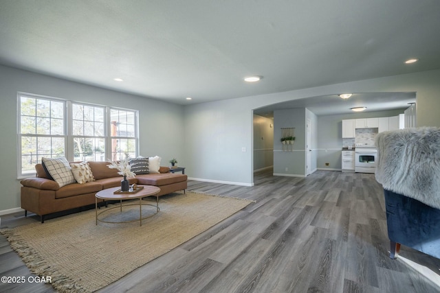 living room featuring light wood-type flooring