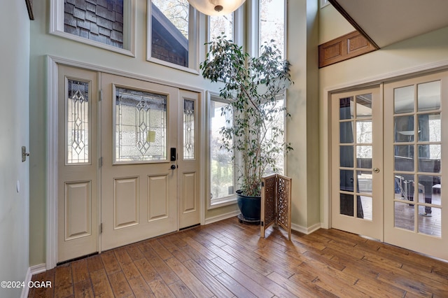 5623 Rivercrest Valley Dr, Joplin, MO 64804 - entrance foyer featuring french doors, hardwood / wood-style floors, and a high ceiling