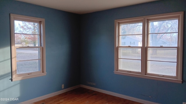 spare room featuring dark wood-type flooring