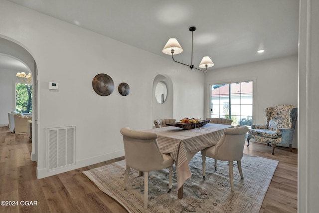 dining room featuring light hardwood / wood-style floors