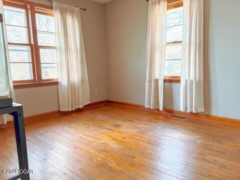 unfurnished room featuring light wood-type flooring and a wealth of natural light