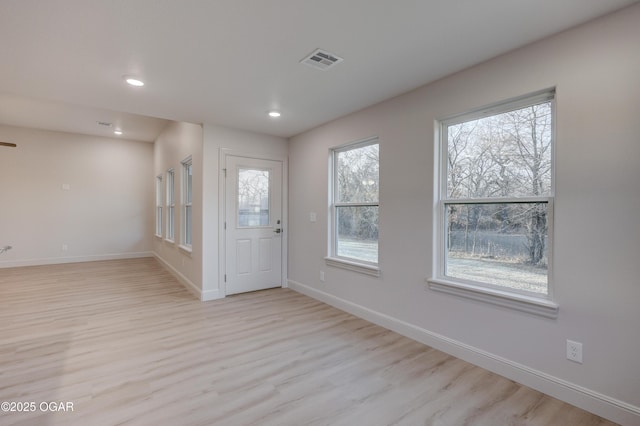 foyer featuring light wood-type flooring and a wealth of natural light