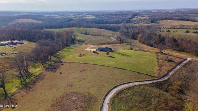 bird's eye view featuring a rural view