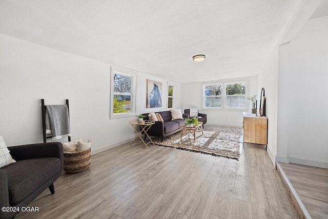 living area featuring light wood-type flooring