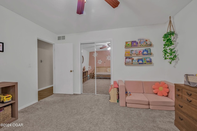 living room with carpet floors