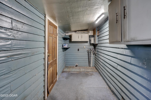 interior space with wooden walls