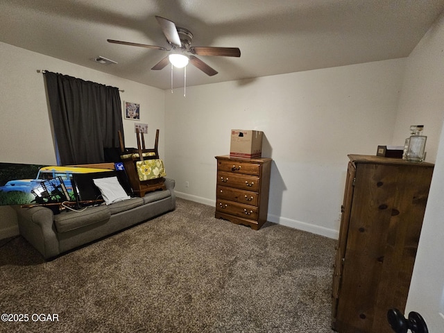 interior space featuring ceiling fan