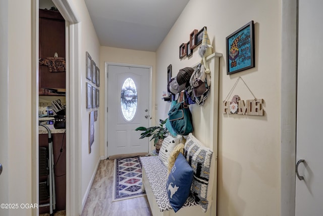 doorway to outside featuring light hardwood / wood-style floors