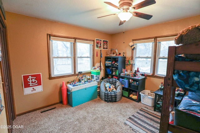 202 Arbor Dr, Lamar, MO 64759 - recreation room with carpet and ceiling fan