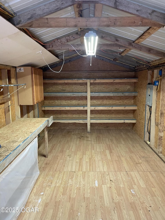 basement featuring light hardwood / wood-style flooring