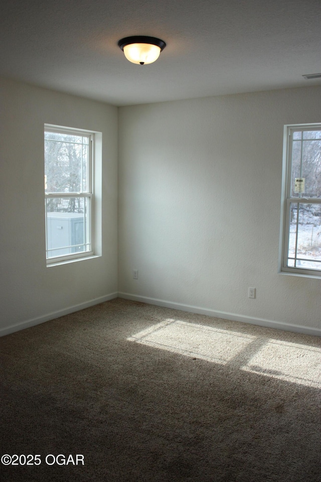 carpeted spare room with a healthy amount of sunlight