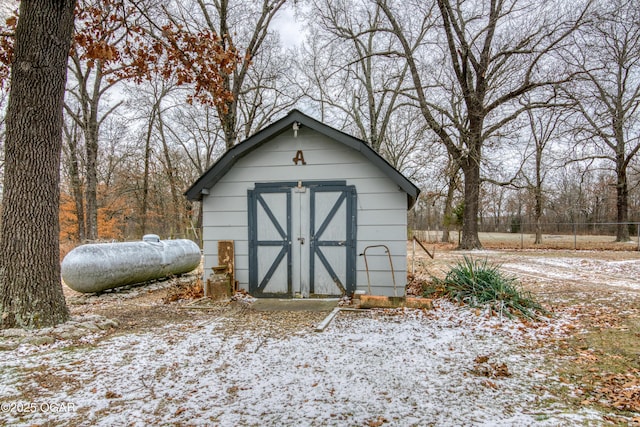 view of snow covered structure